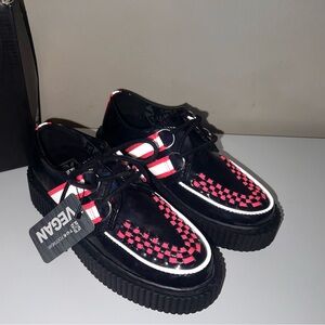 TUK Vegan Faux Patent Viva Mondo Creepers Black & Hot Pink Women 5 NWT